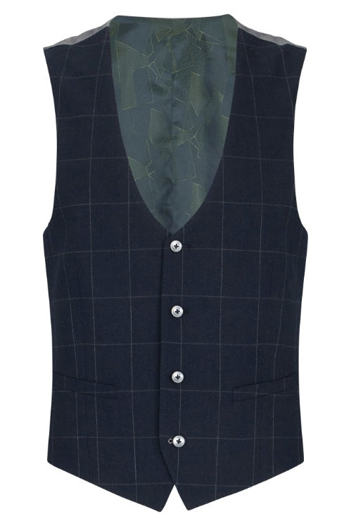 Remus Uomo Lucian Checkered Waistcoat - Navy