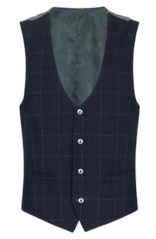 Remus Uomo Lucian Checkered Waistcoat - Navy