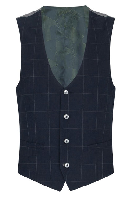 Remus Uomo Lucian Checkered Waistcoat - Navy