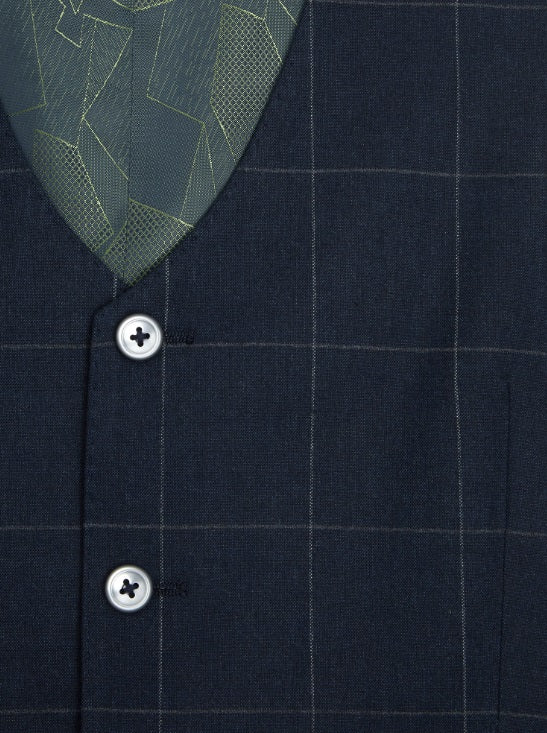 Remus Uomo Lucian Checkered Waistcoat - Navy