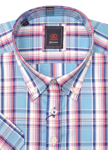 Andre Melvin Short Sleeve Checked Shirt- Blue
