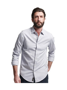 Superdry Studios Micro Textured Shirt- Cobalt Micro Dot