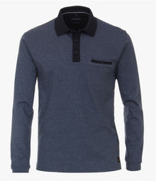 Casa Moda Long Sleeve Polo Shirt - Mid Blue
