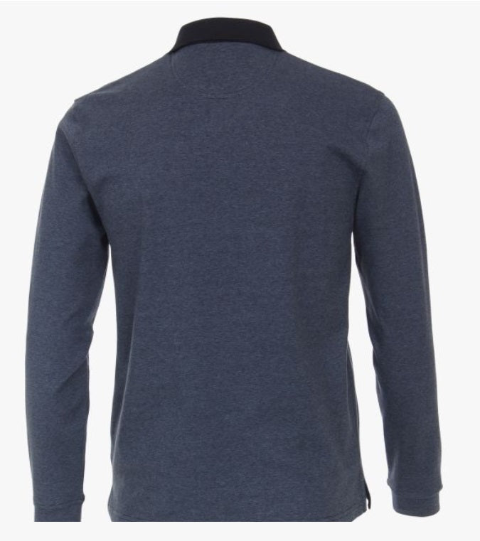 Casa Moda Long Sleeve Polo Shirt - Mid Blue