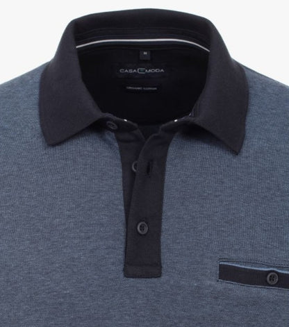 Casa Moda Long Sleeve Polo Shirt - Mid Blue