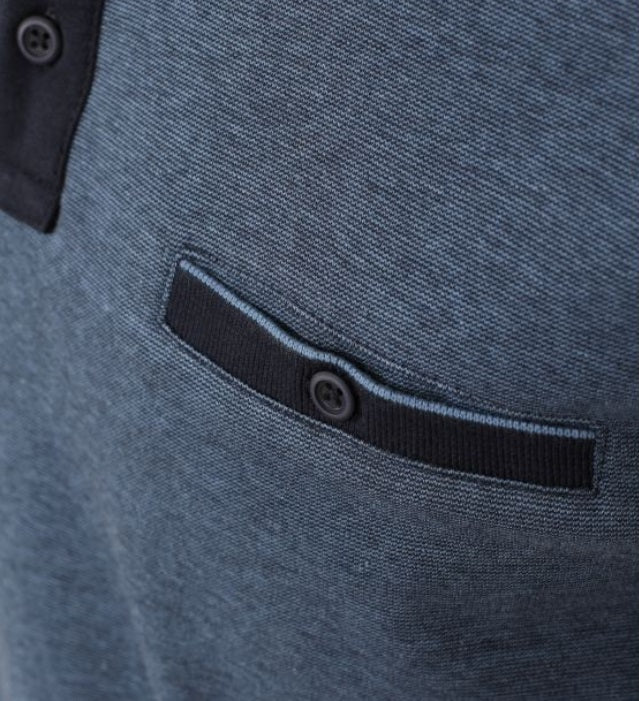 Casa Moda Long Sleeve Polo Shirt - Mid Blue