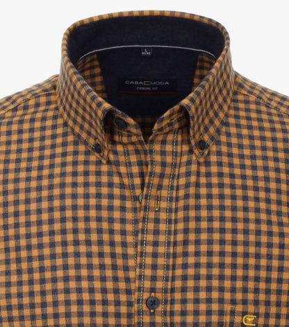 Casa Moda Checked Long Sleeve Casual Shirt 500 -  Mustard Yellow