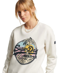 Ladies Superdry Vintage VL Narrative Sweatshirt - Ecru