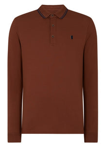 Remus Uomo Long Sleeve Polo Shirt - Brown