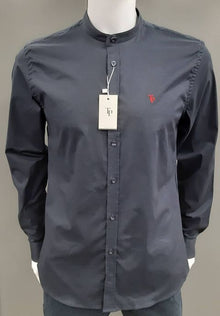 Tom Penn Grandfather Collar Long Sleeve Shirt 763 - Navy