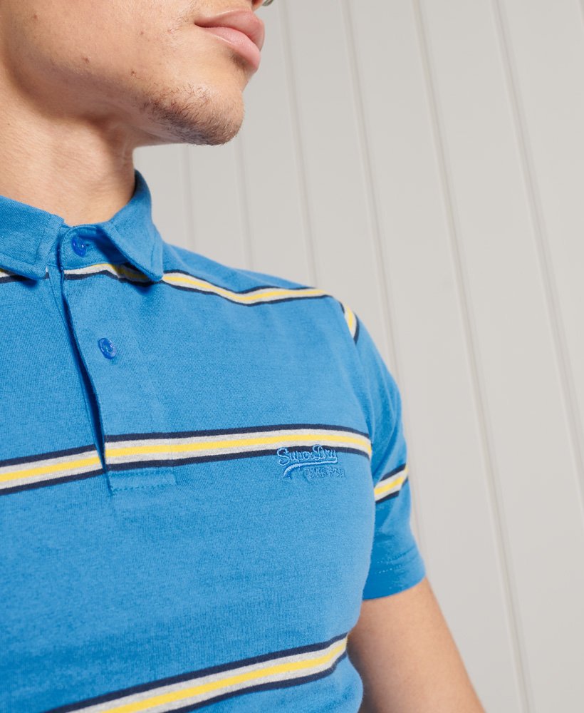 Superdry Organic Cotton Academy Stripe Polo Shirt - Neptune Blue Stripe