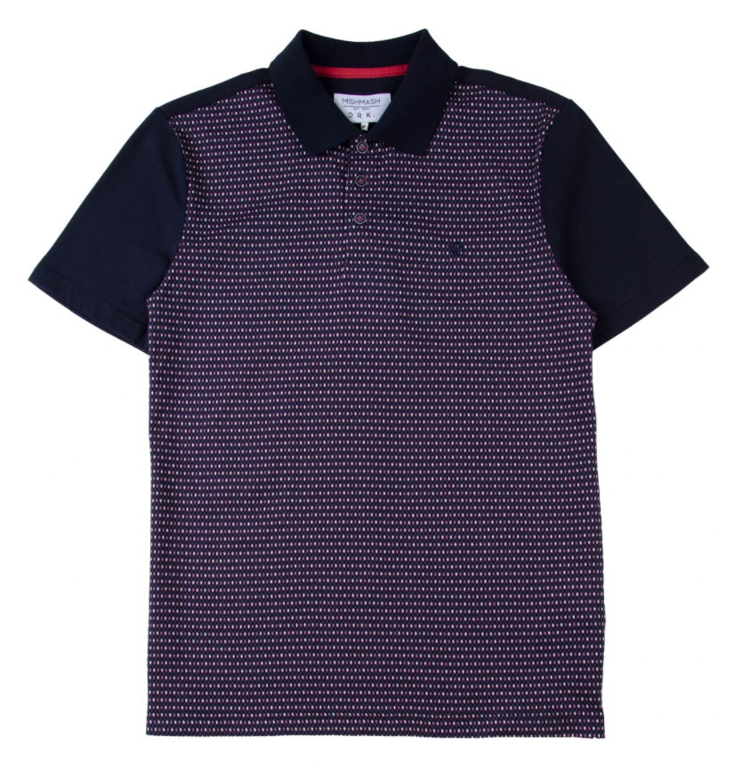 Mish Mash Noro Regular Fit Printed Jersey Polo Shirt - Navy