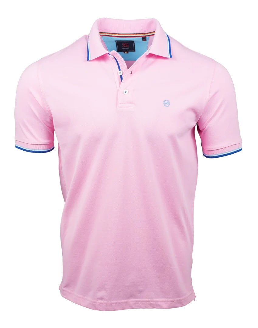 Men's pink and shop blue polo shirt