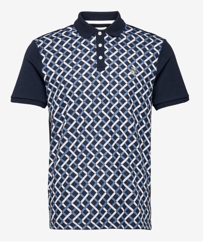 Original Penguin Geometric Polo Shirt - Dark Sapphire