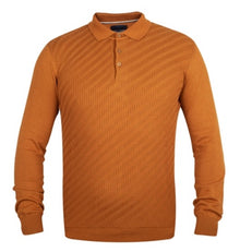 Guide London Rust Cotton Jacquard Front Polo - Rust