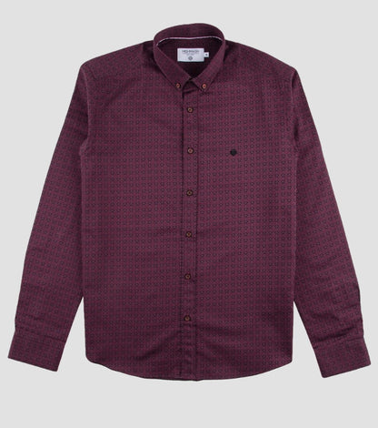 Mish Mash Rain Regular Fit Long Sleeve Casual Shirt - Wine