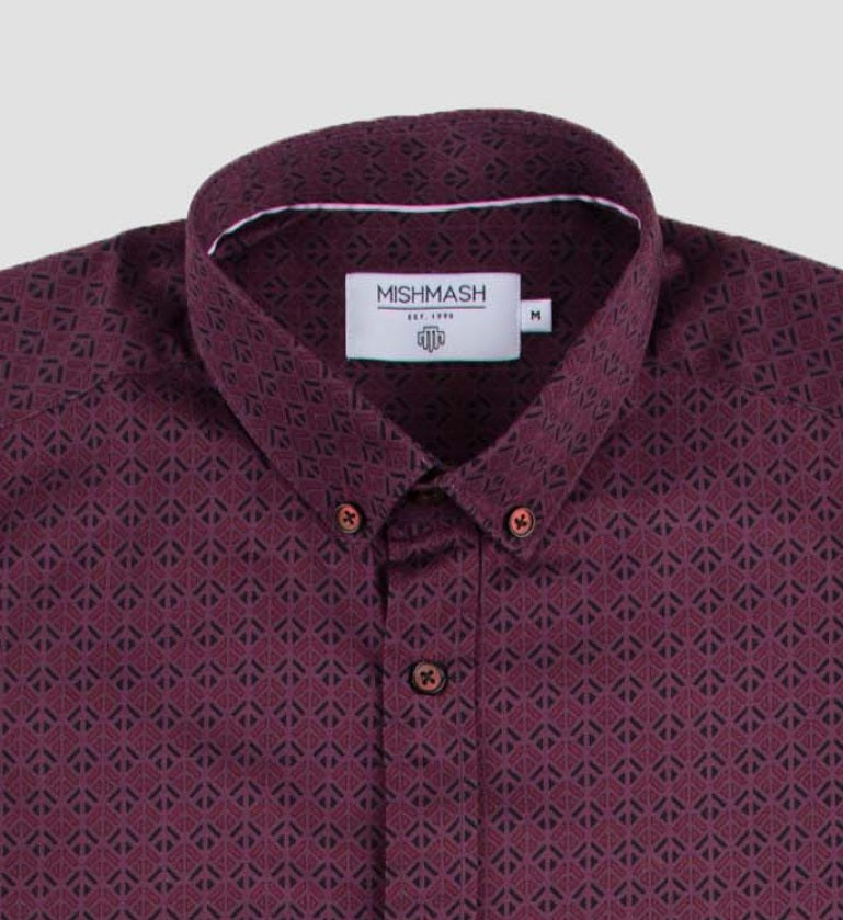 Mish Mash Rain Regular Fit Long Sleeve Casual Shirt - Wine