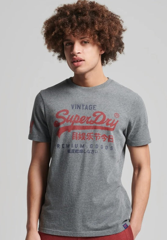 Superdry Vintage Classic T-Shirt - Rich Charcoal Marl