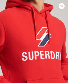Superdry Code S Logo Stacked Applique Hood - Risk Red