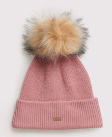 Ladies Superdry Heritage Ribbed Beanie - Rose Marl