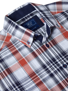 Daniel Grahame Checkered Short Sleeve Casual Shirt - Rust