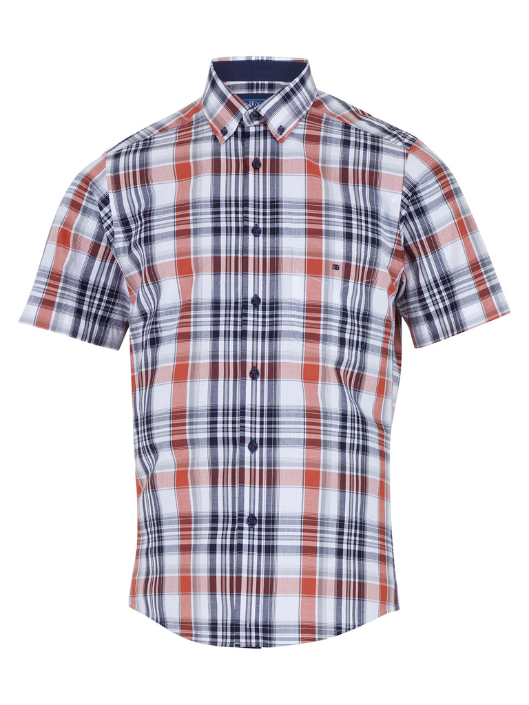 Daniel Grahame Checkered Short Sleeve Casual Shirt - Rust