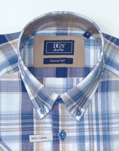 Daniel Grahame Short Sleeve Checkered Casual Shirt - Blue