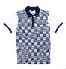 Mish Mash Sirus Diamond Print Short Sleeve Polo Shirt  - White