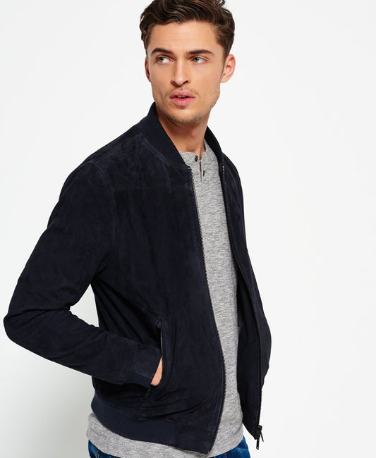 Superdry Slim Suede Bomber Jacket - Ink