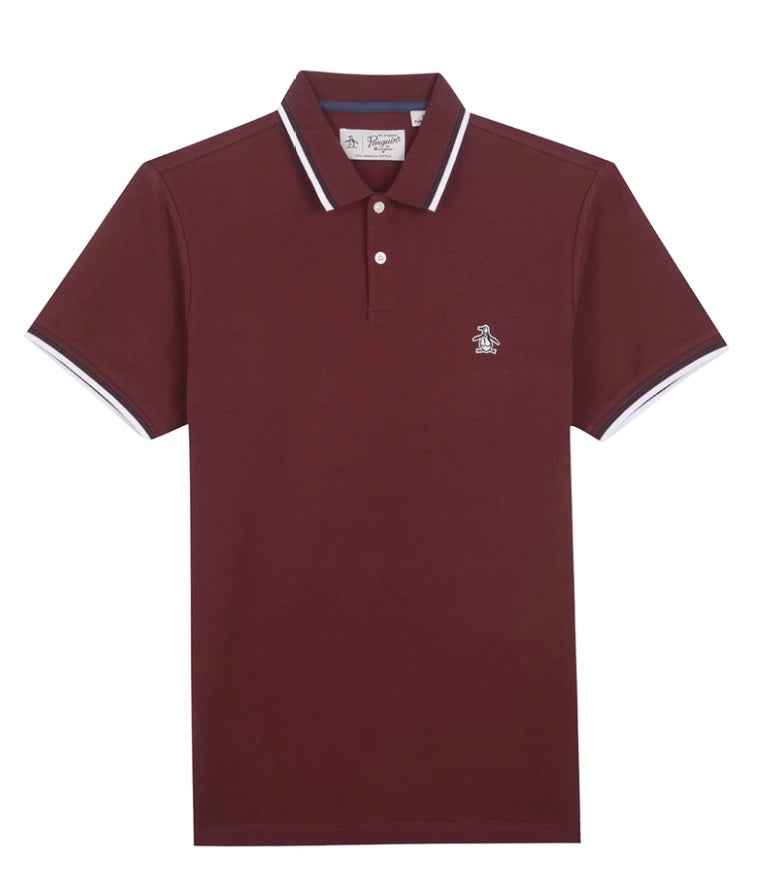 Original Penguin Sticker Pete Organic Cotton Polo Shirt - Tawny Port