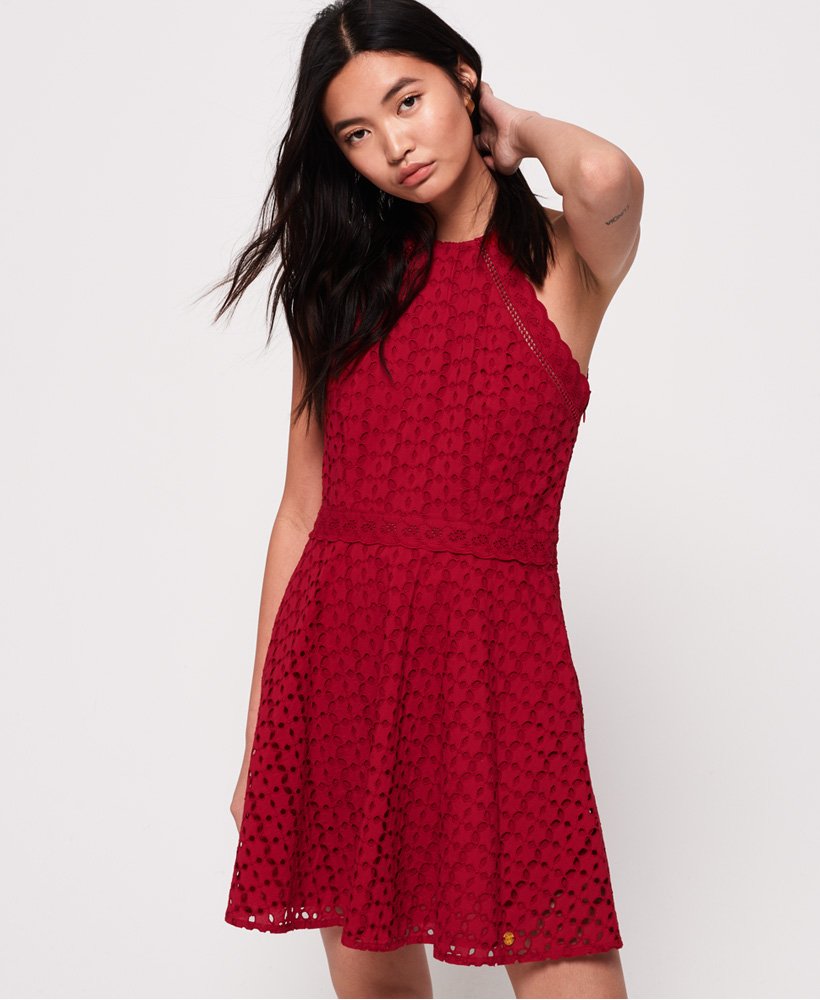 Ladies Superdry Teagan Halter Dress - Nautical Red