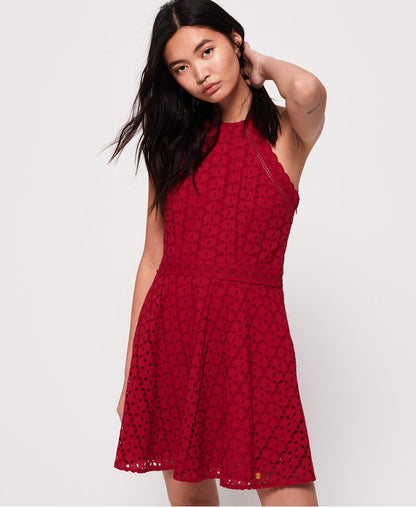 Ladies Superdry Teagan Halter Dress - Nautical Red