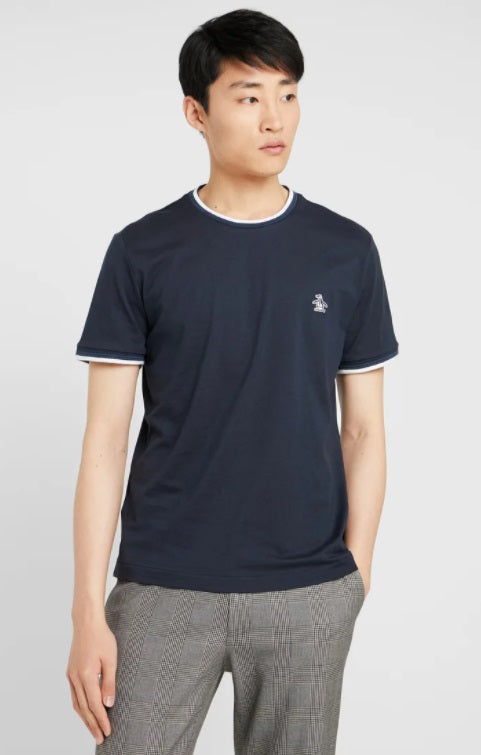 Original Penguin Sticker Pete Tipped T-Shirt - Dark Sapphire