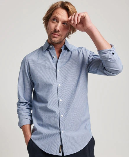 Superdry Studios Micro Textured Shirt- Blue Check