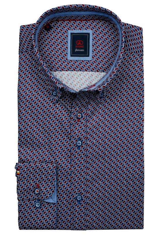 Andre Tormey Long Sleeve Casual Shirt - Burgundy