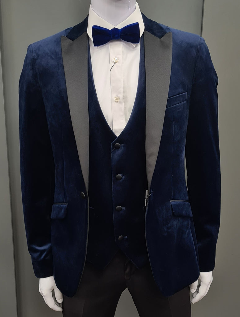 White Label Tapered Fit Satin Tuxedo Jacket - Navy