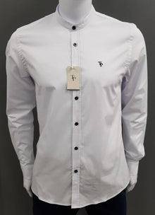 Tom Penn Grandfather Collar Long Sleeve Shirt 763 - White