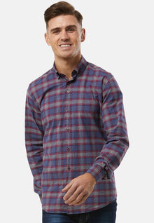 6th Sense BD Gold Long Sleeve Check Shirt O#7 - Wine/Navy