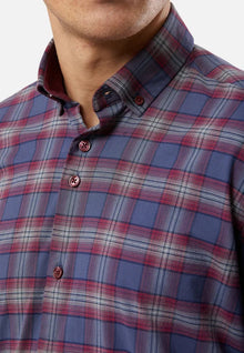 6th Sense BD Gold Long Sleeve Check Shirt O#7 - Wine/Navy