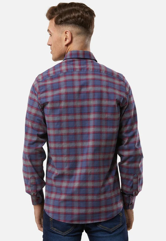 6th Sense BD Gold Long Sleeve Check Shirt O#7 - Wine/Navy