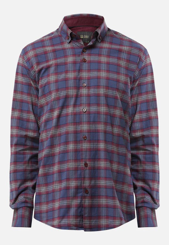 6th Sense BD Gold Long Sleeve Check Shirt O#7 - Wine/Navy