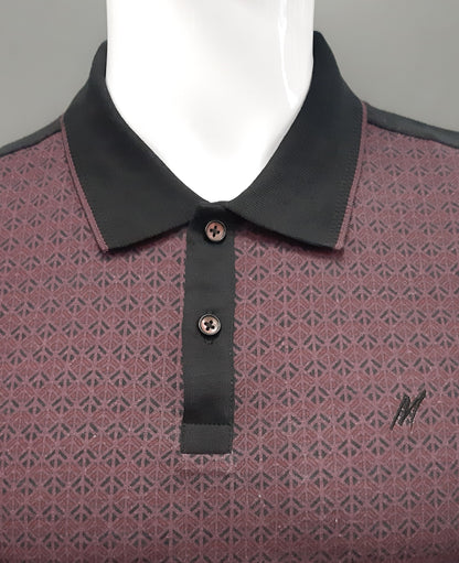 Mish Mash Diablo Diamond Print Polo Shirt - Wine