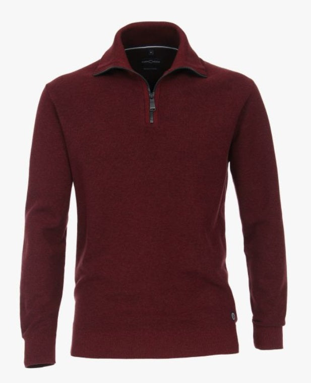 Casa Moda Half Zip Sweater 416 - Dark Red