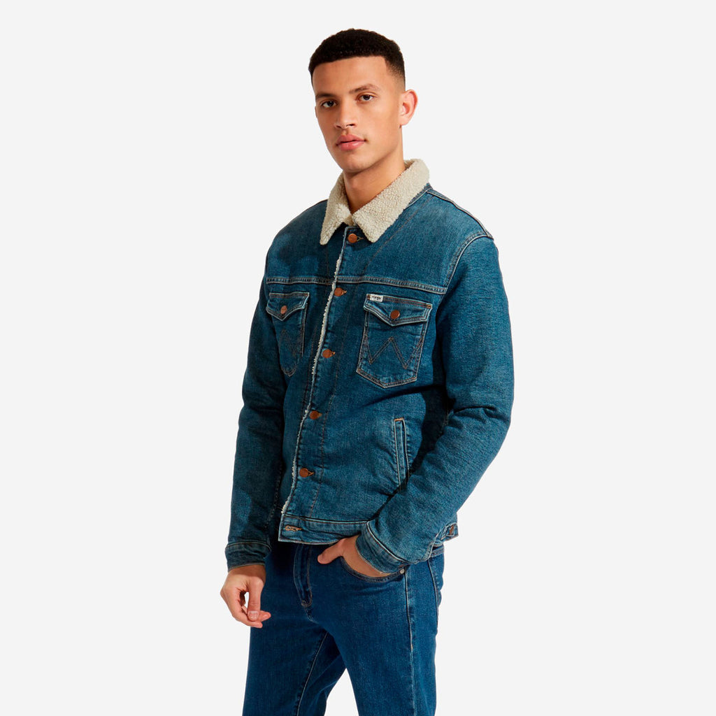 Wrangler Sherpa Green Room Jacket - Blue