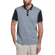 Original Penguin Premium Geo Jacquard Front Polo Shirt - Dark Sapphire