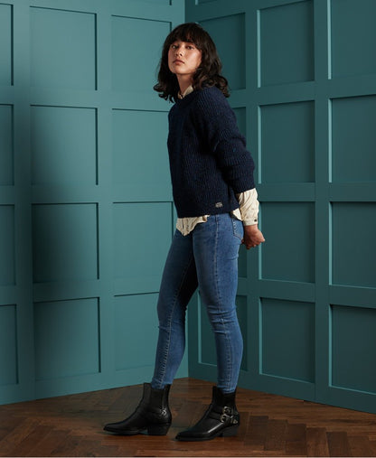 Ladies Freya Tweed Crew- Boston Navy Tweed