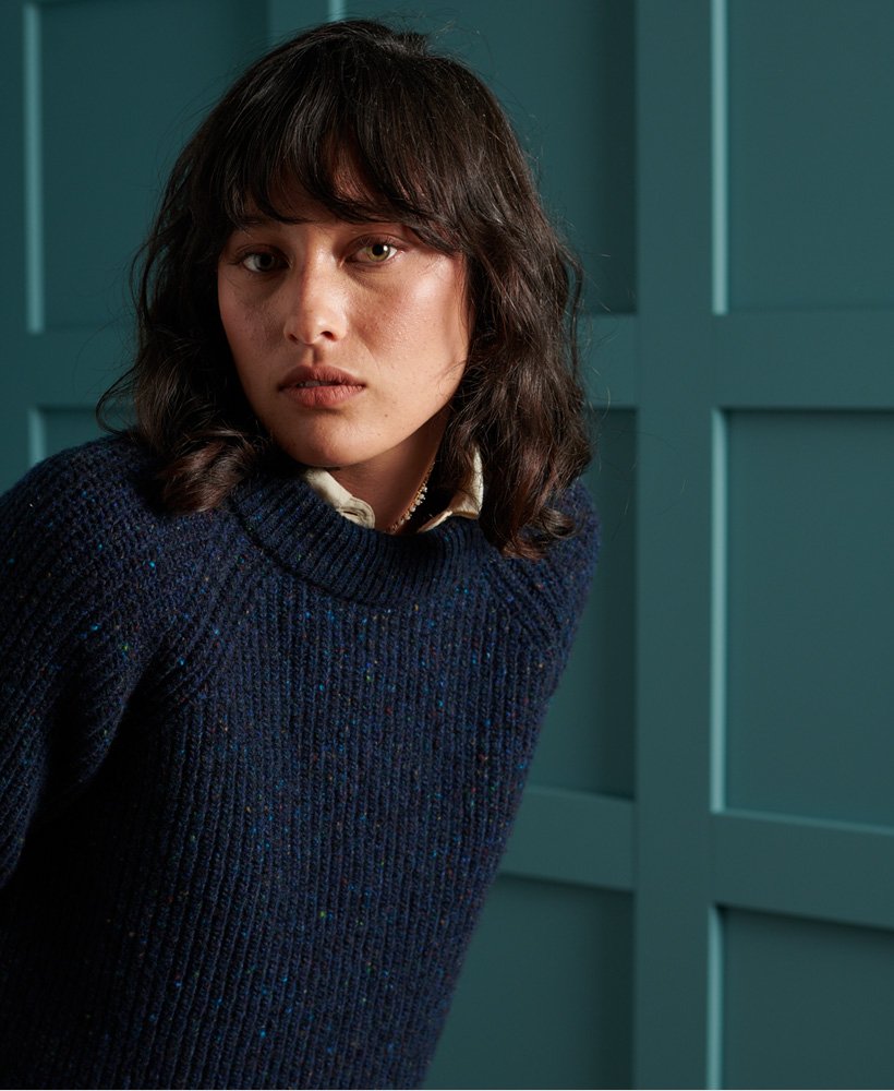 Ladies Freya Tweed Crew- Boston Navy Tweed