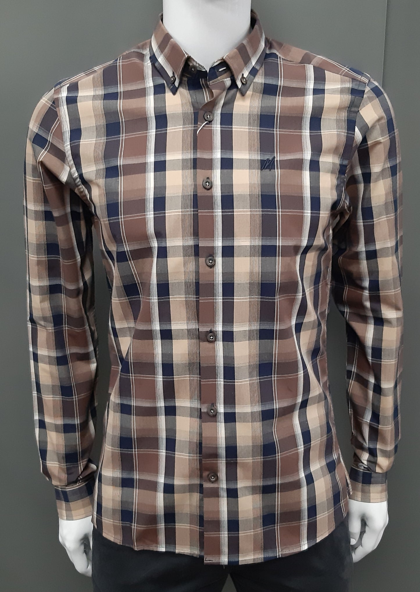 Mish Mash Rebel Long Sleeve Check Shirt - Cinnamon