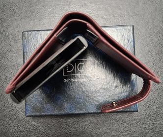 Dice Mini Burgundy Leather Wallet Ridley Range - Burgundy