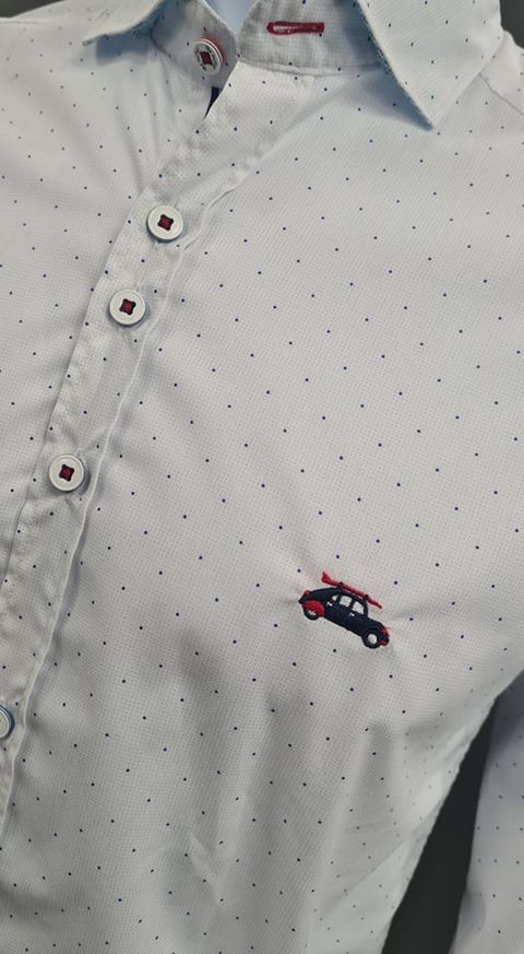 The Surf Car Lyon Casual Shirt  9020 - White/Blue